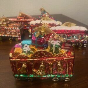 2009 Christopher Radko B & O Railroad Glass Ornaments 6 asst. train cars